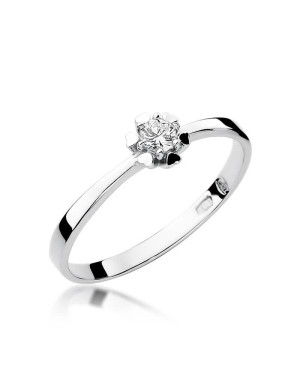 Złoty pierścionek z diamentem Białe złoto EW-53 0,10ct