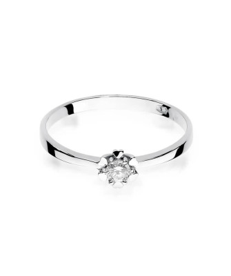 Złoty pierścionek z diamentem Białe złoto EW-53 0,10ct