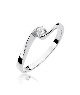 Złoty pierścionek z diamentem Białe złoto EW-160 0,13ct