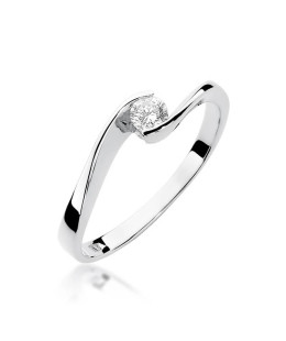 Złoty pierścionek z diamentem Białe złoto EW-160 0,13ct