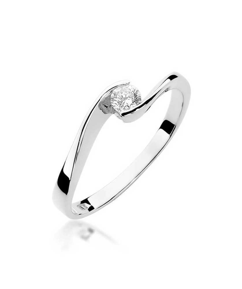 Złoty pierścionek z diamentem Białe złoto EW-160 0,13ct
