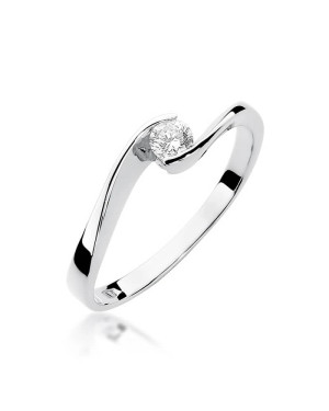 Złoty pierścionek z diamentem Białe złoto EW-160 0,13ct