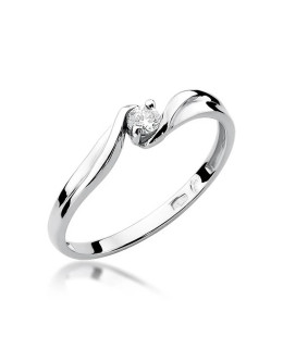 Złoty pierścionek z diamentem Białe złoto EW-211 0,08ct