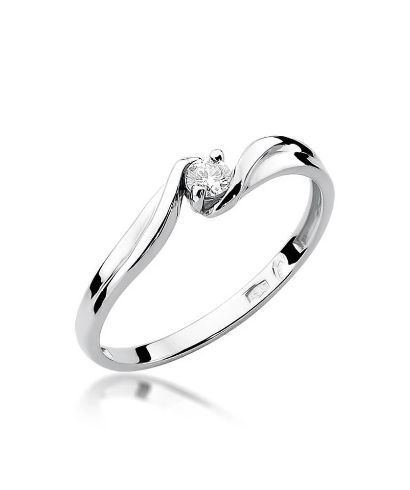 Złoty pierścionek z diamentem Białe złoto EW-211 0,08ct