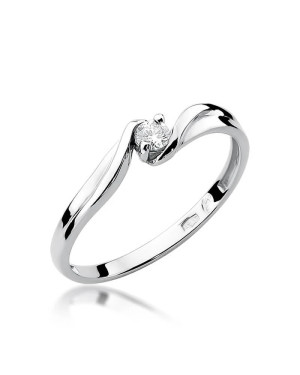 Złoty pierścionek z diamentem Białe złoto EW-211 0,08ct