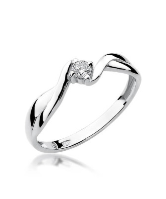 Złoty pierścionek z diamentem Białe złoto EW-208 0,10ct