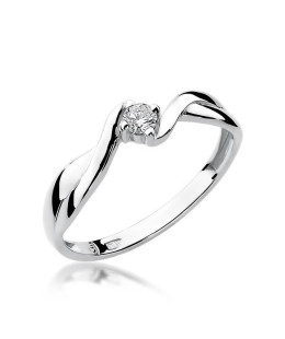 Złoty pierścionek z diamentem Białe złoto EW-208 0,10ct