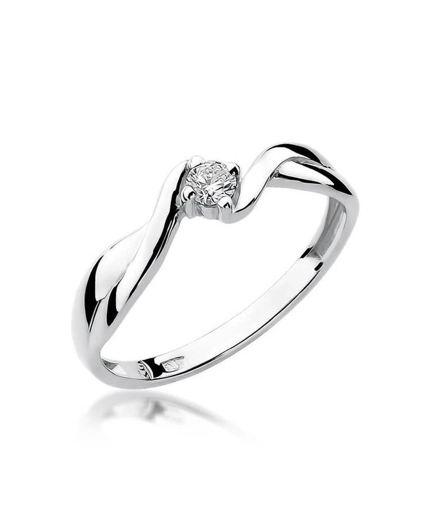 Złoty pierścionek z diamentem Białe złoto EW-208 0,10ct