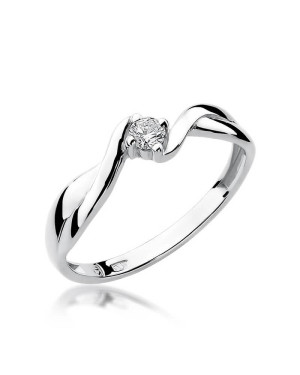 Złoty pierścionek z diamentem Białe złoto EW-208 0,10ct