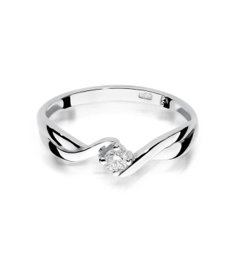 Złoty pierścionek z diamentem Białe złoto EW-208 0,10ct