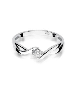 Złoty pierścionek z diamentem Białe złoto EW-208 0,10ct
