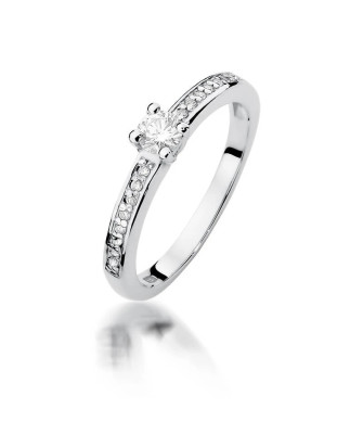 Złoty pierścionek z diamentem Białe złoto EW-288 0,28ct