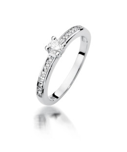 Złoty pierścionek z diamentem Białe złoto EW-288 0,28ct