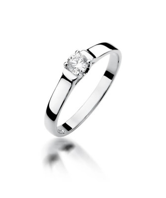 Złoty pierścionek z diamentem Białe złoto EW-381 0,18ct