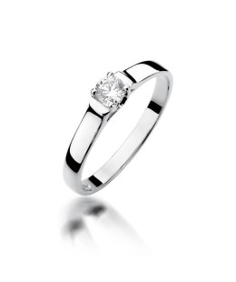 Złoty pierścionek z diamentem Białe złoto EW-381 0,18ct