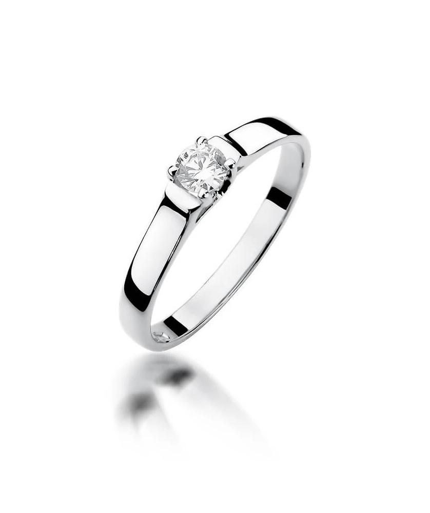 Złoty pierścionek z diamentem Białe złoto EW-381 0,18ct