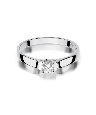 Złoty pierścionek z diamentem Białe złoto EW-381 0,18ct