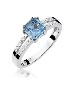 Ring with topaz and diamonds white gold