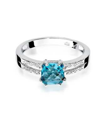 Ring with topaz and diamonds white gold