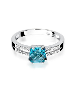 Ring with topaz and diamonds white gold