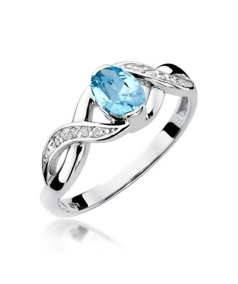 Gold ring with diamond White gold EW-28 topaz