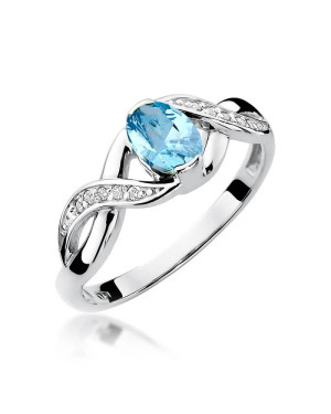 Gold ring with diamond White gold EW-28 topaz