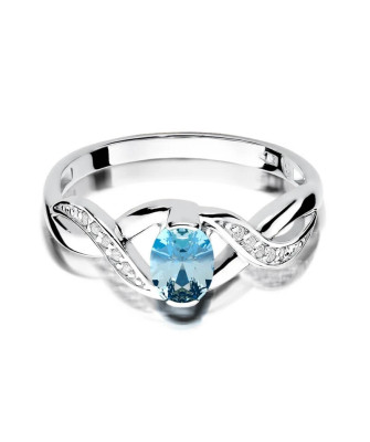 Złoty pierścionek z diamentem Białe złoto EW-28 topaz