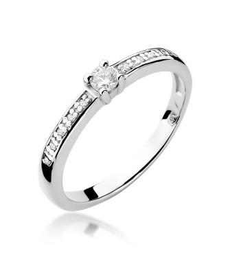 Złoty pierścionek z diamentem Białe złoto EW-288 0,13ct