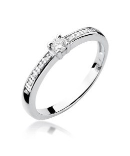 Złoty pierścionek z diamentem Białe złoto EW-288 0,13ct