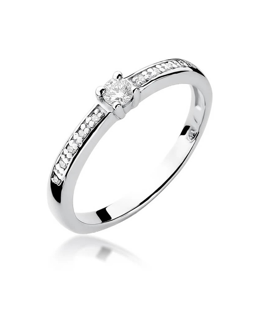 Złoty pierścionek z diamentem Białe złoto EW-288 0,13ct