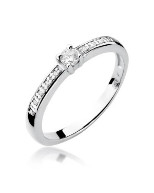Złoty pierścionek z diamentem Białe złoto EW-288 0,13ct