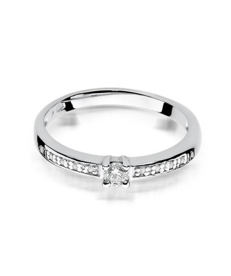 Złoty pierścionek z diamentem Białe złoto EW-288 0,13ct