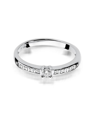 Złoty pierścionek z diamentem Białe złoto EW-288 0,13ct