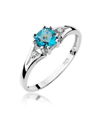 Złoty pierścionek z diamentem Białe złoto EW-44 topaz