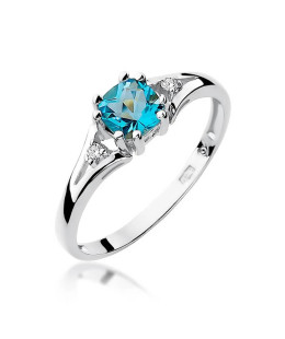 Złoty pierścionek z diamentem Białe złoto EW-44 topaz