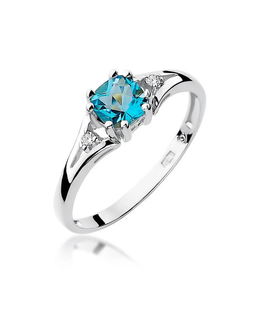 Gold ring with diamond White gold EW-44 topaz