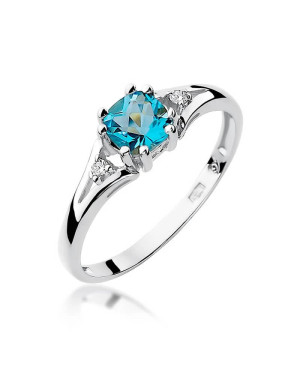 Złoty pierścionek z diamentem Białe złoto EW-44 topaz