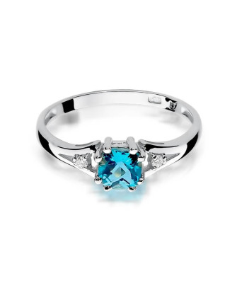 Złoty pierścionek z diamentem Białe złoto EW-44 topaz