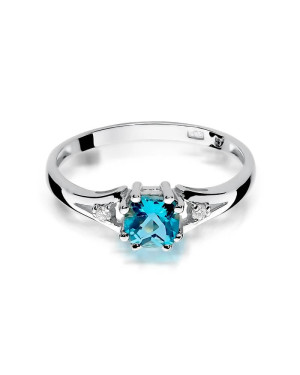 Złoty pierścionek z diamentem Białe złoto EW-44 topaz