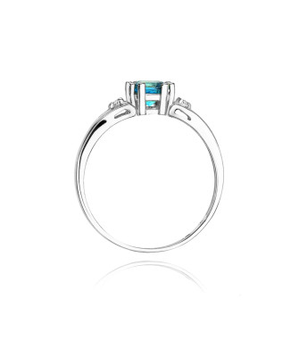 Złoty pierścionek z diamentem Białe złoto EW-44 topaz