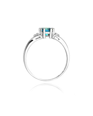 Złoty pierścionek z diamentem Białe złoto EW-44 topaz