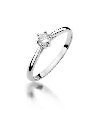 Pierścionek zaręczynowy z diamentem białe złoto 0,15ct