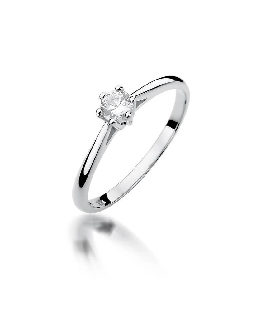 Pierścionek zaręczynowy z diamentem białe złoto 0,15ct