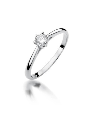 Pierścionek zaręczynowy z diamentem białe złoto 0,15ct