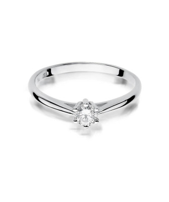 Pierścionek zaręczynowy z diamentem białe złoto 0,15ct