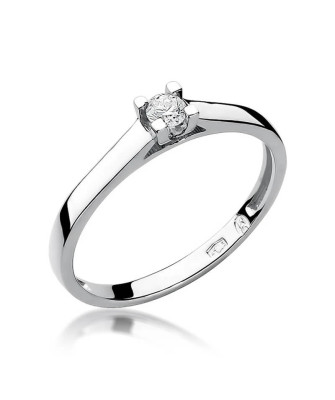 Złoty pierścionek zaręczynowy z diamentem białe złoto 0,08ct