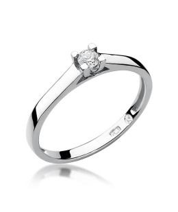 Złoty pierścionek zaręczynowy z diamentem białe złoto 0,08ct