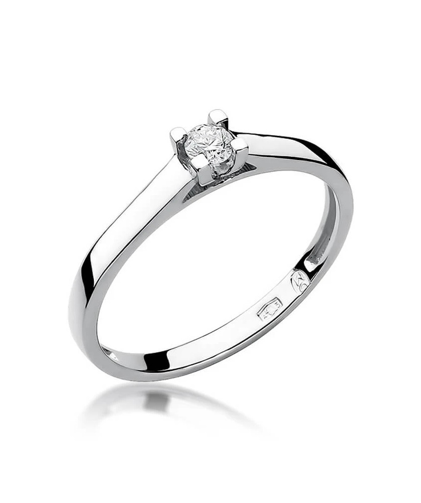 Złoty pierścionek zaręczynowy z diamentem białe złoto 0,08ct