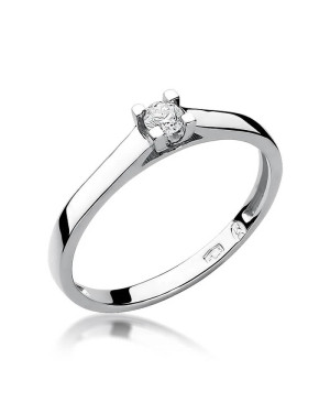 Złoty pierścionek zaręczynowy z diamentem białe złoto 0,08ct