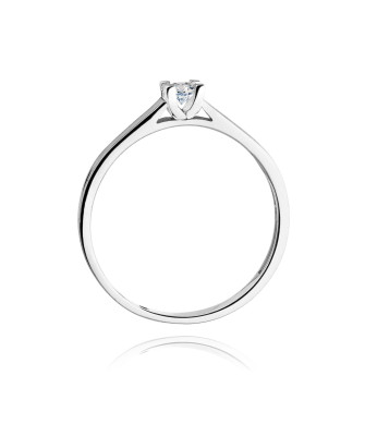Złoty pierścionek zaręczynowy z diamentem białe złoto 0,08ct